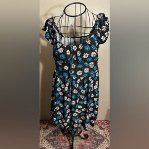 womens size large dress casual dress pretty floral black blue floral pin up